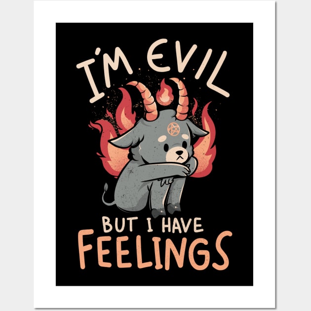 Im Evil But I Have Feelings - Cute Funny Evil Creepy Baphomet Gift Wall Art by eduely